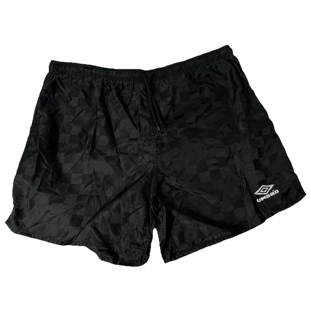 Umbro Vintage Y2K Checkered Soccer Shorts Mens XL Black Made in USA 90s